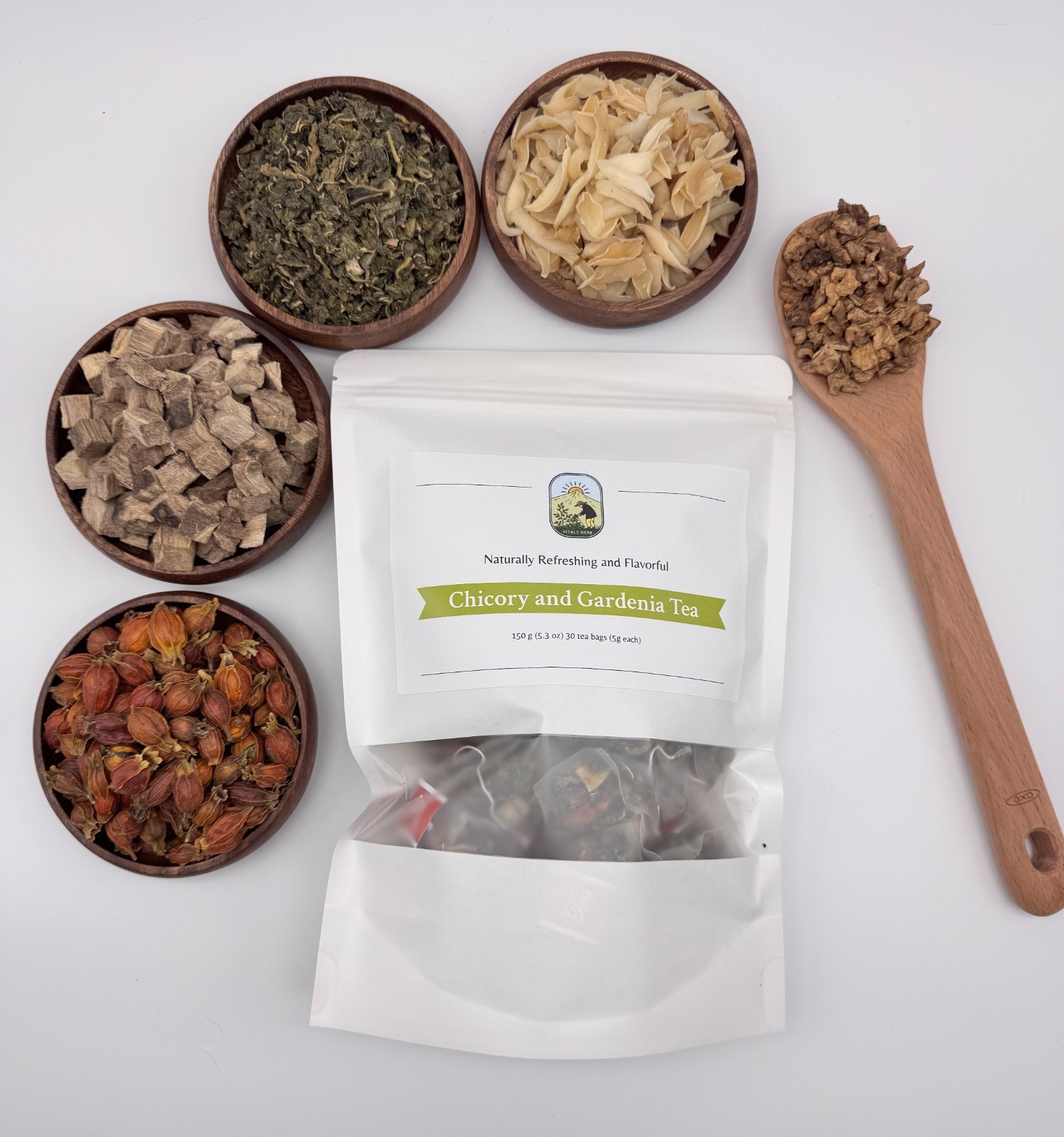 Relaxing Yoga Herbal Tea Chicory Gardenia Caffeine-Free Kidney Support