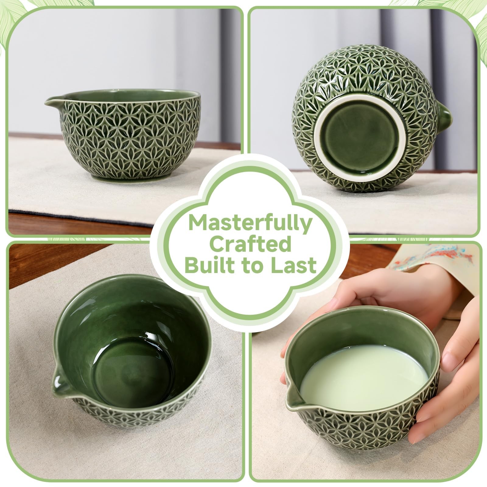 7 Pcs Matcha Whisk Set, Ceremony Matcha Kit with Matcha Bowl, Bamboo Whisk an…