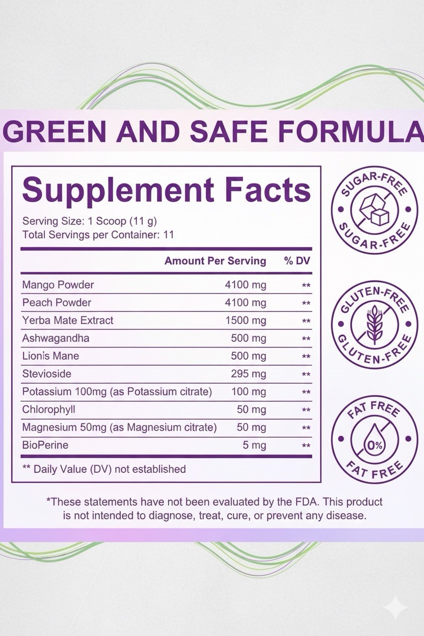 Yerba Mate Peach Mango Tea – Super Calm Yerba Mate – Low Sugar Content, Clean…