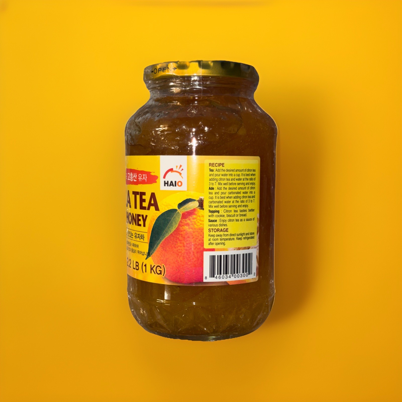 YUZA TEA With HONEY, Net Weight: 2.2 LB (1 KG), HAIO Brand, Item No. 1320101001