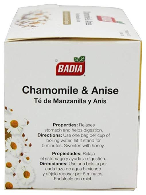 Badia Chamomile & anise tea /Te De Manzanilla y Anise 25 tea bags (each box)