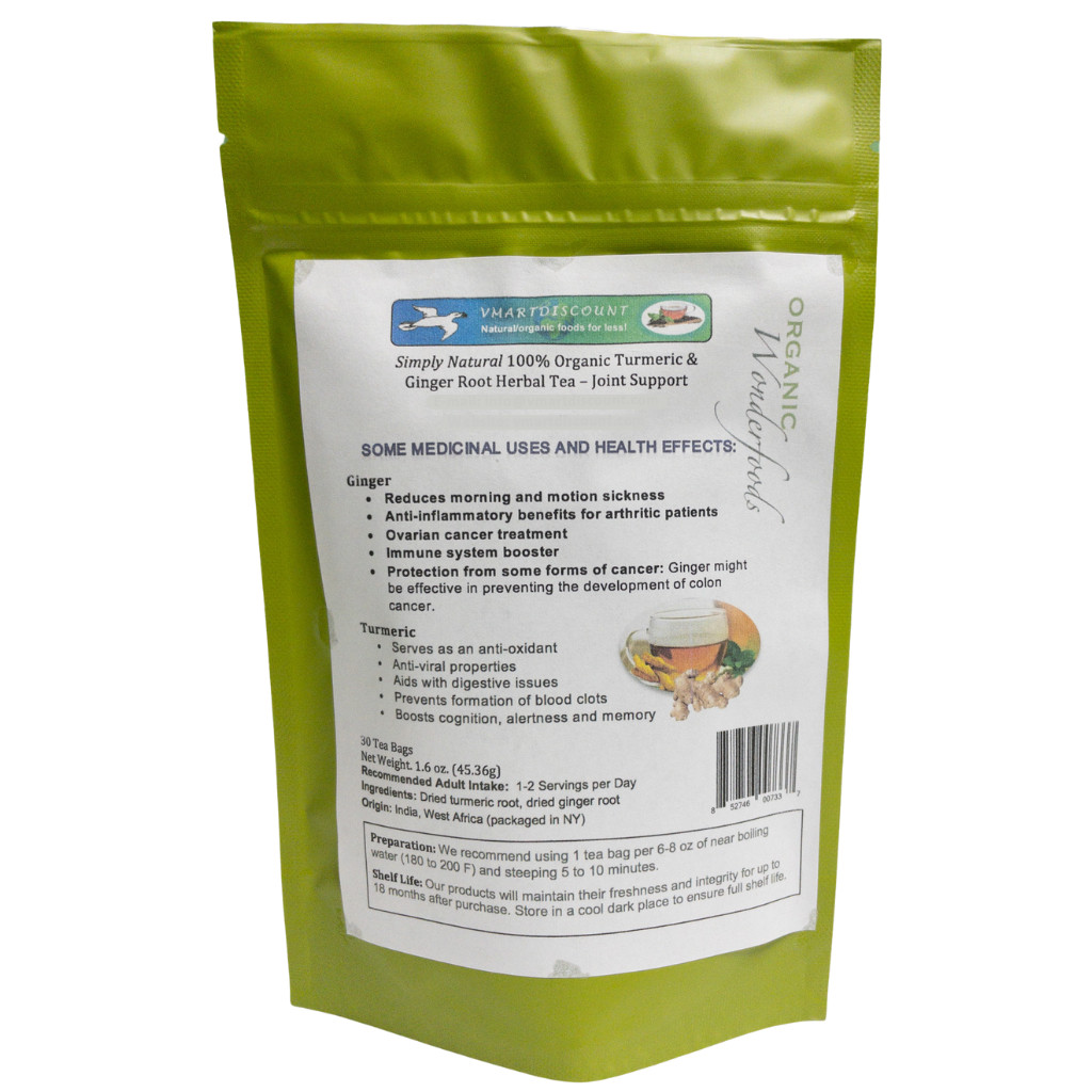 Turmeric Ginger Herbal Tea (Te de Curcuma y Jengibre), 30 Tea Bags, All Natural