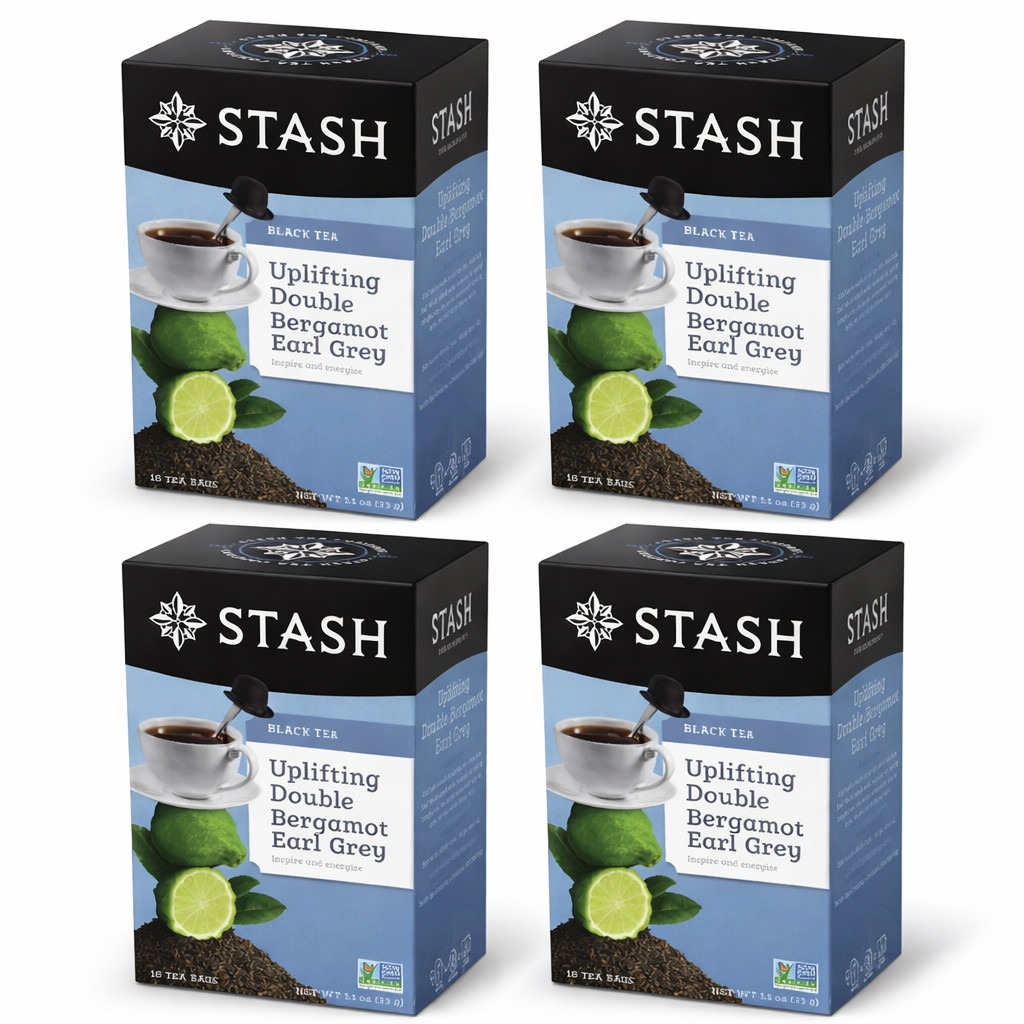 4 Pack – Stash Tea Black Tea – Double Bergamot Earl Grey Tea Bags – 18 Count