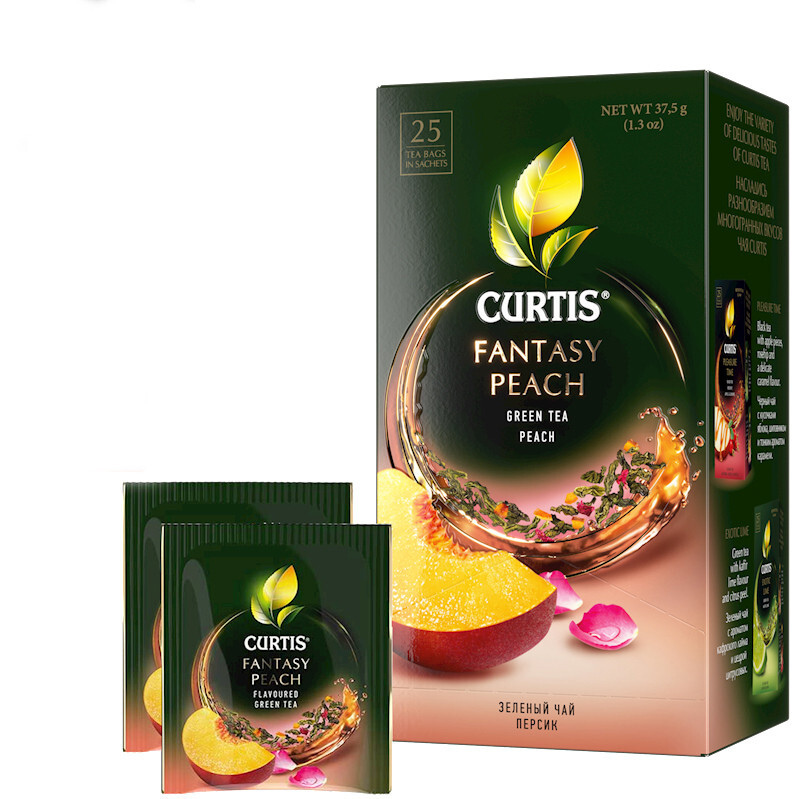 Curtis Green Tea FANTASY PEACH 25 Tea Bags Made in Russia RF NO GMO