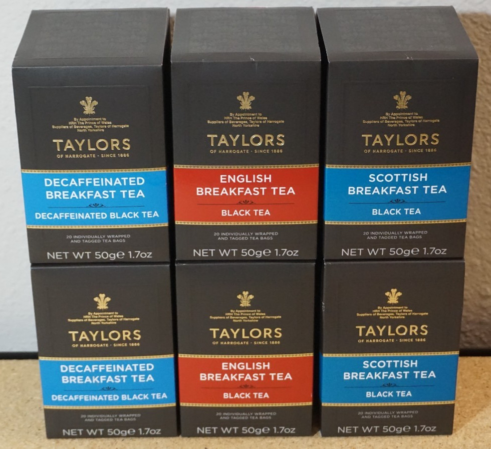 6x Taylors of Harrogate English Breakfast Black Tea 20 ct Decaf English Scottish
