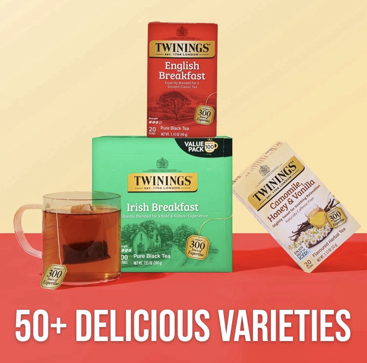 Twinings of London Irish Breakfast Black Tea Bags, 100 Count Box 12/10/2028