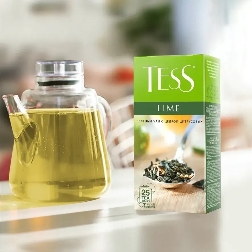 3 x Tess Lime Green Tea Bags – Flavored with Lime & Herbs – 25 Single Tea Bags