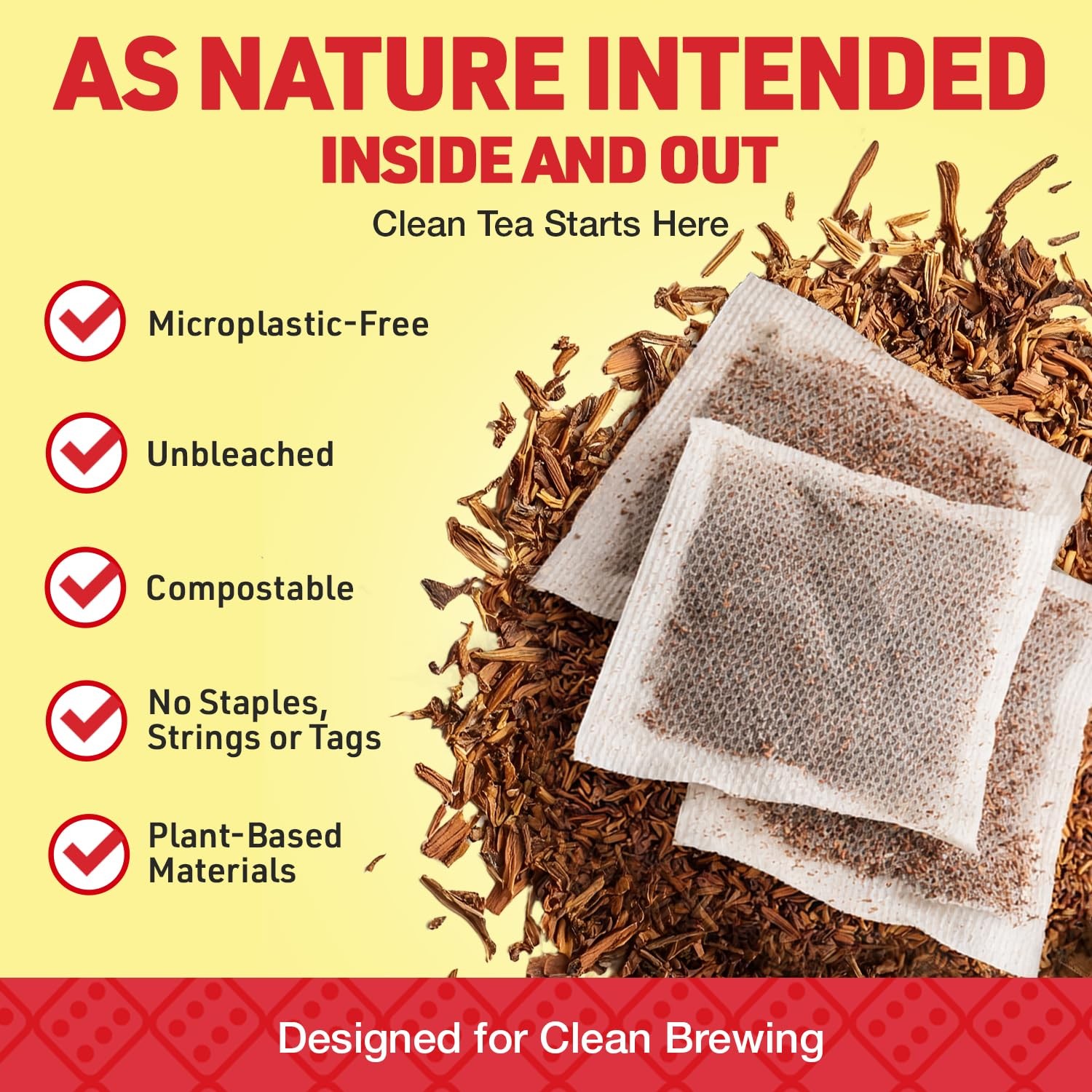 Caffeine Free Organic Rooibos Tea Bags 80 Naturally Sweet Herbal Low Tannin