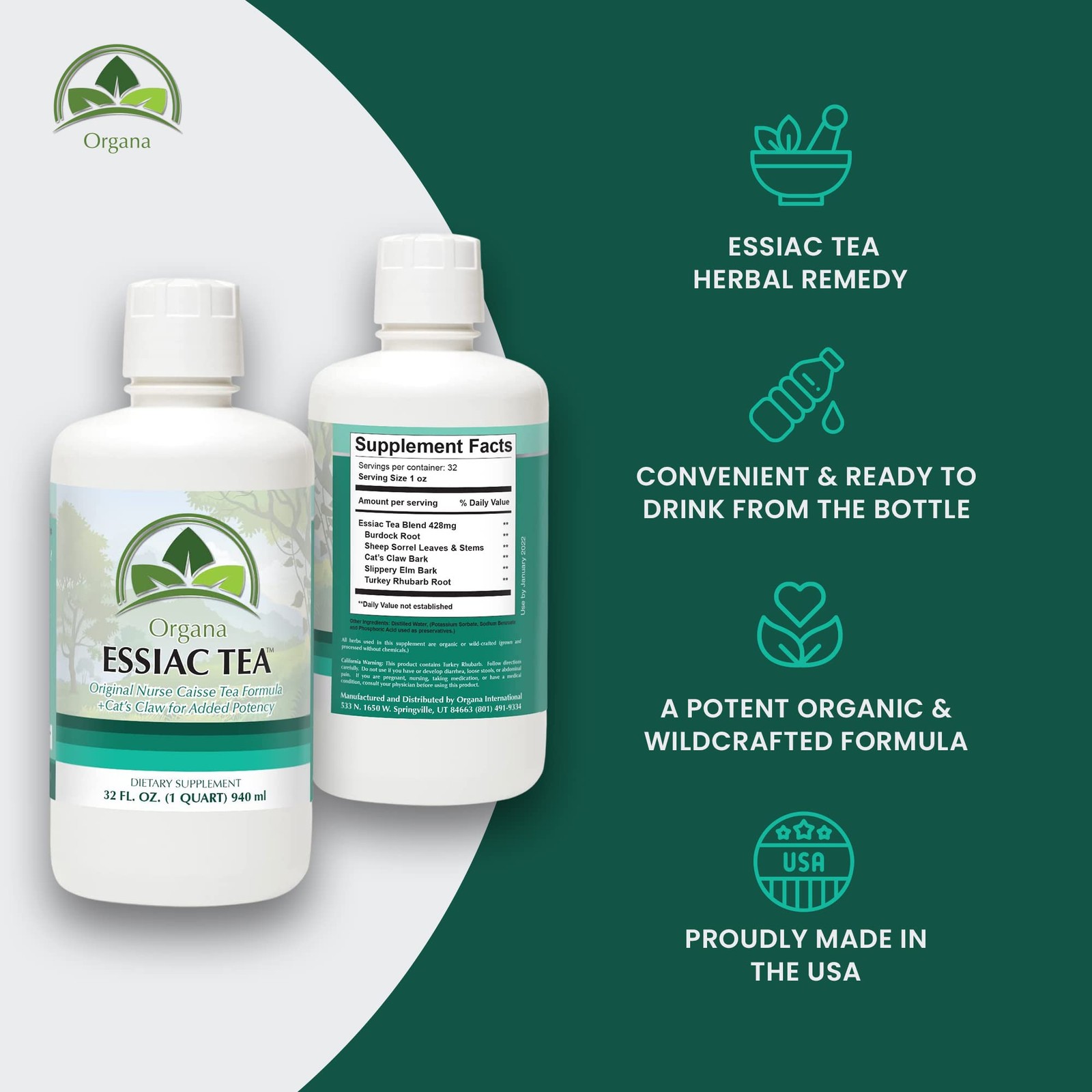 Organa Genuine Essiac Tea – Organic Liquid Essiac Tea – 4 Herb Genuine Essiac…