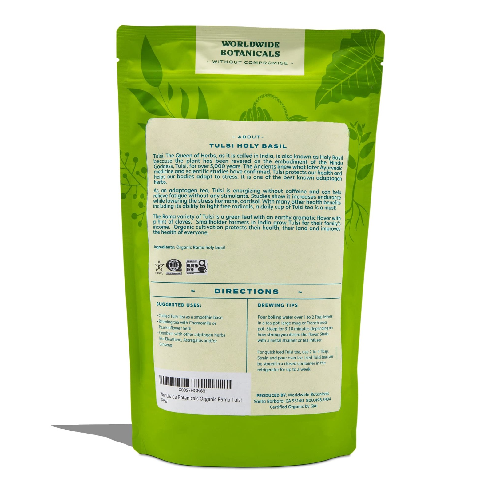 Organic Holy Basil Tea, 8oz – Tulsi Rama – Loose Leaf Premium Herbal Tea, 100…