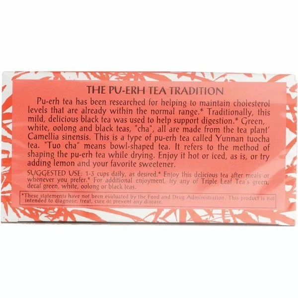 2 Boxes of Triple Leaf Cholesterid Pu-Erh Tea Chinese Black Tea (20 Teabags/box)