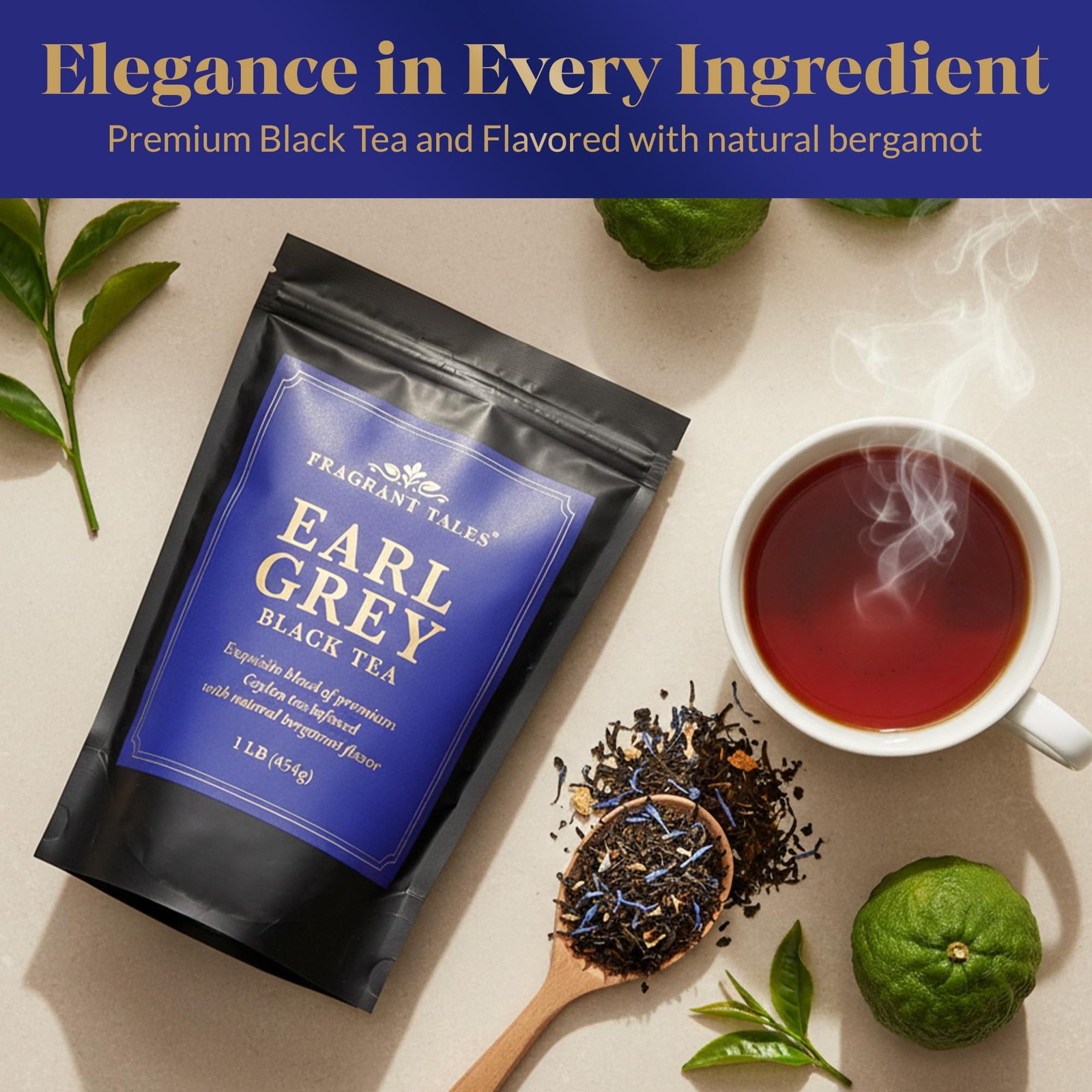 Earl Grey | 1LB (454g) | Loose Leaf Black Tea | Premium Ceylon Tea with Natur…