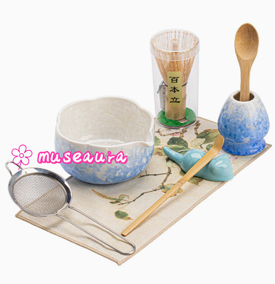 Neo-Chinese Style Crystalline Glaze Ice Flower Ceramic Matcha 4-Piece Set
