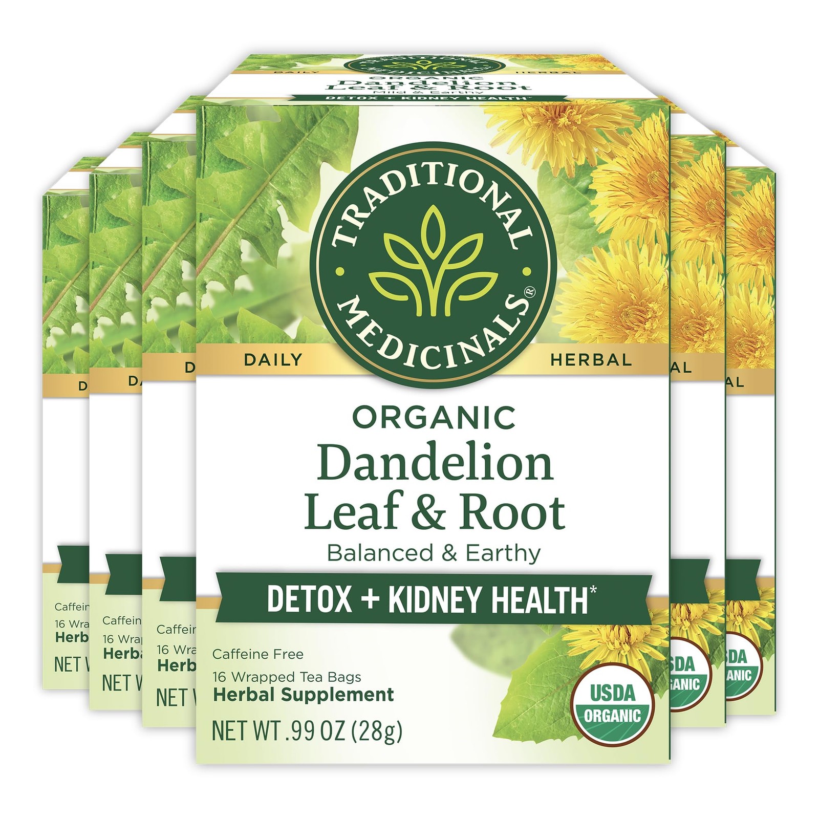 Traditional Medicinals Organic, Dandelion Leaf & Root – 16 Count (Pack of 6)