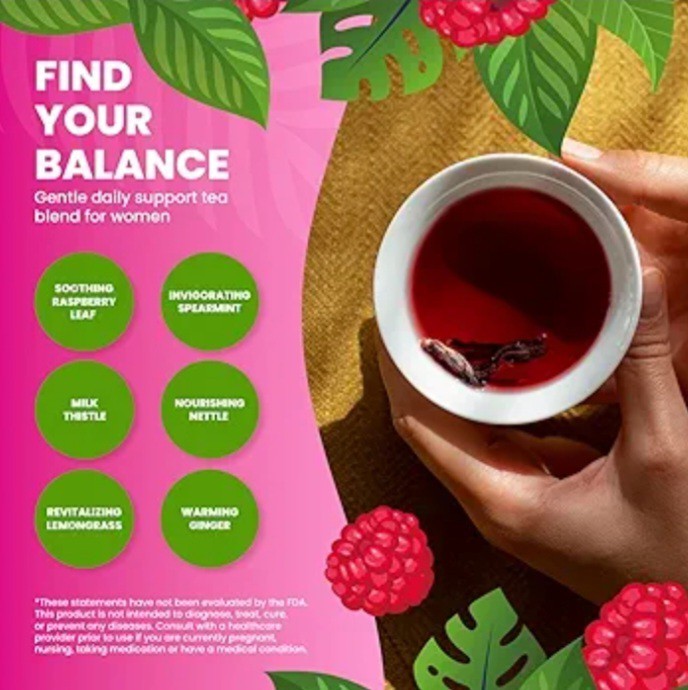 2 PACK Cederberg Hormone Bliss Tea Balance for PCOS Organic Raspberry Loose Leaf