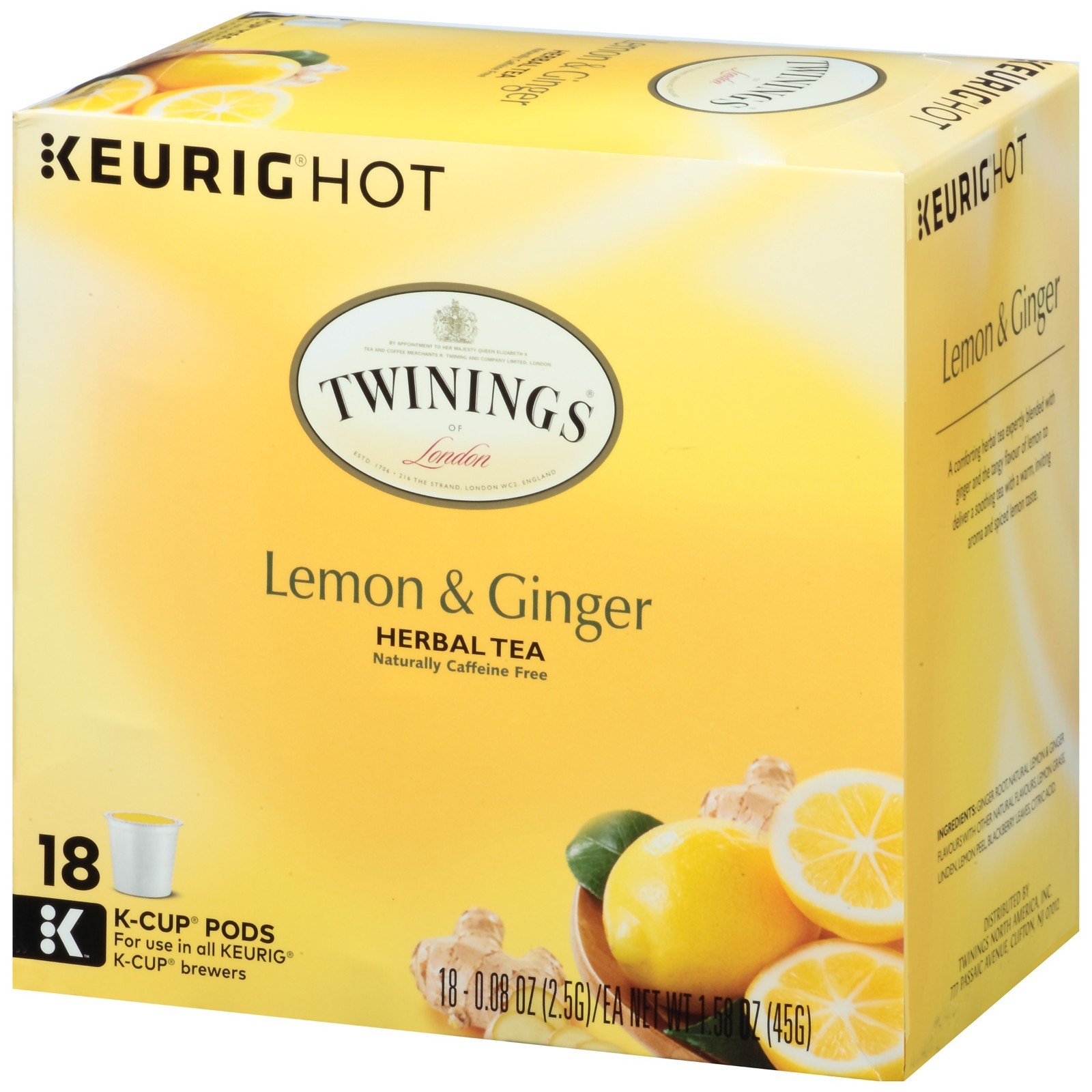 Twinings Lemon & Ginger Herbal Tea 18 to 144 Keurig K cups Pick Any Quantity
