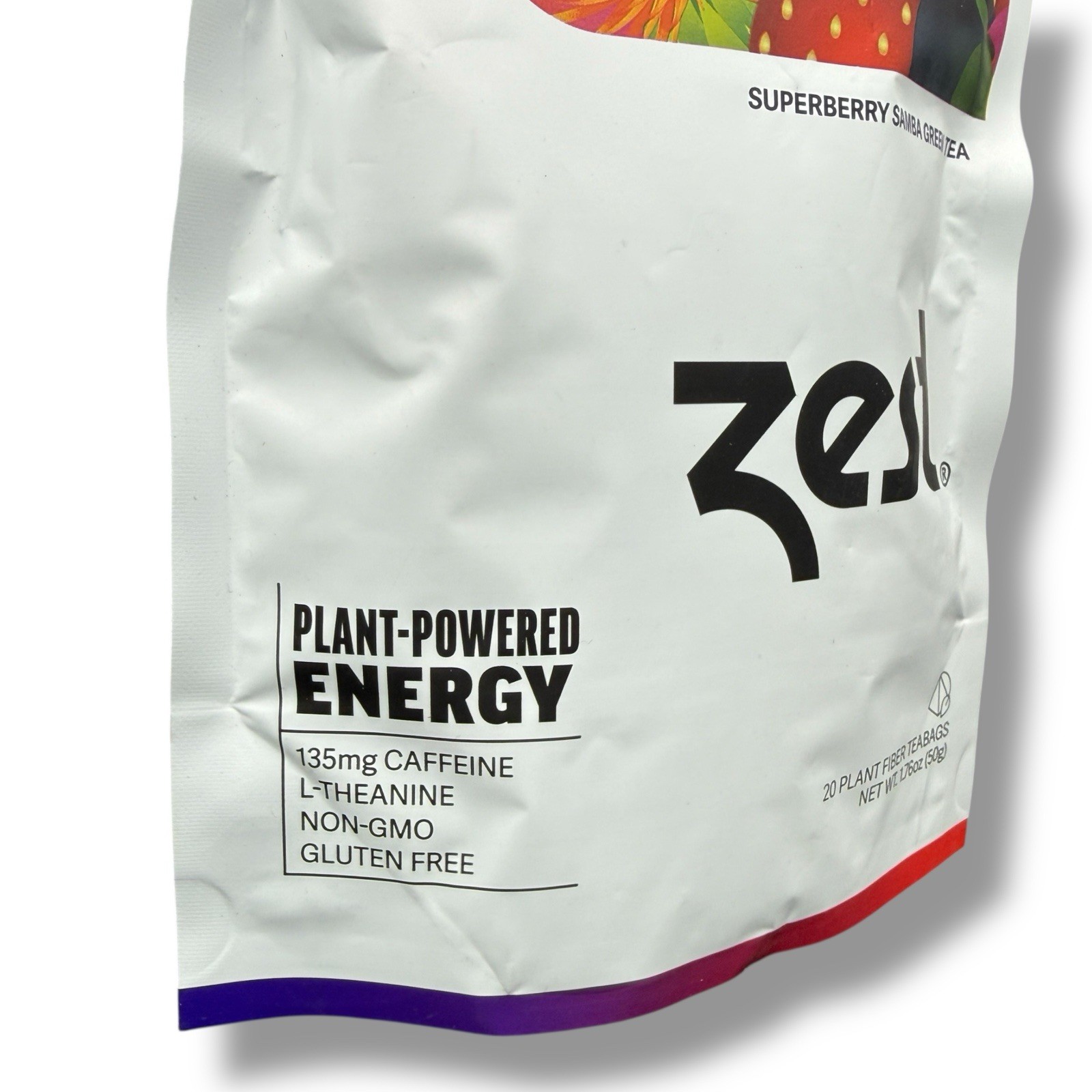 Zest Energy Superberry Samba Green Tea 20 Bags 135mg Caffeine Keto Friendly
