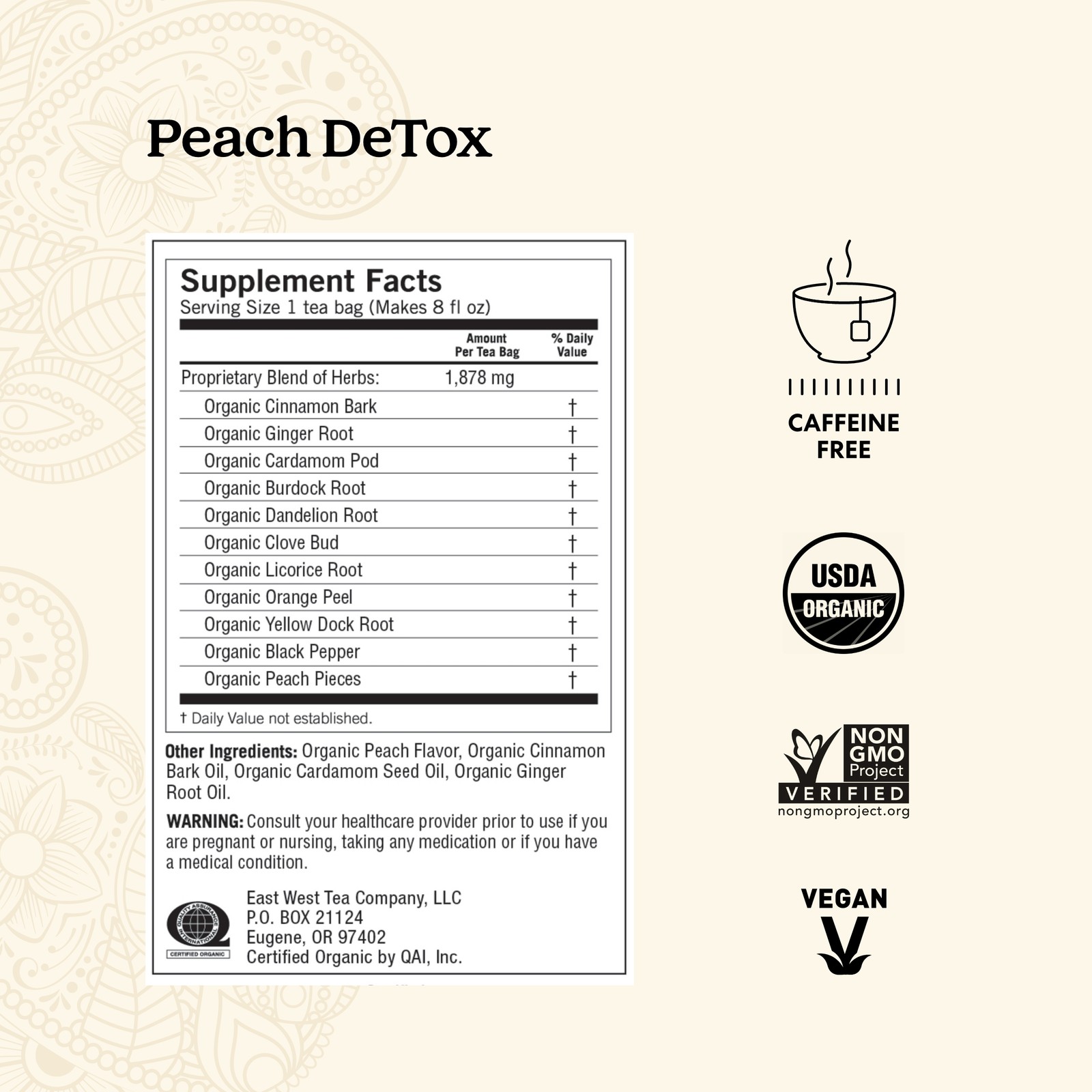 Yogi Tea – Peach DeTox Tea (4 Pack) Caffeine Free – 64 Organic Herbal Tea Bags