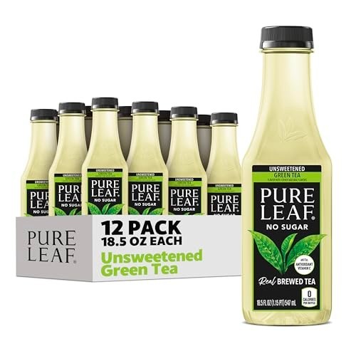 Unsweetened Green Iced Tea – 18.5 fl oz Bottles (Pack of 12) – Refreshing Bevera