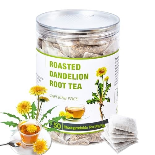 50 Bags Roasted Dandelion Root Tea Bags, 2.5/Bags, Natural Dried Dandelion..