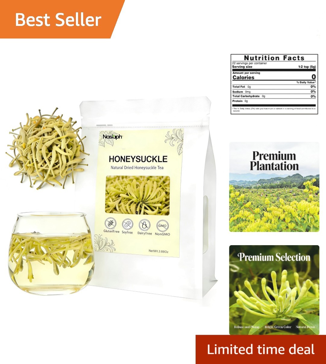 Dried Honeysuckle Herbal Tea Honeysuckle Buds, 3.88Oz/110g Natural Honeysuckle