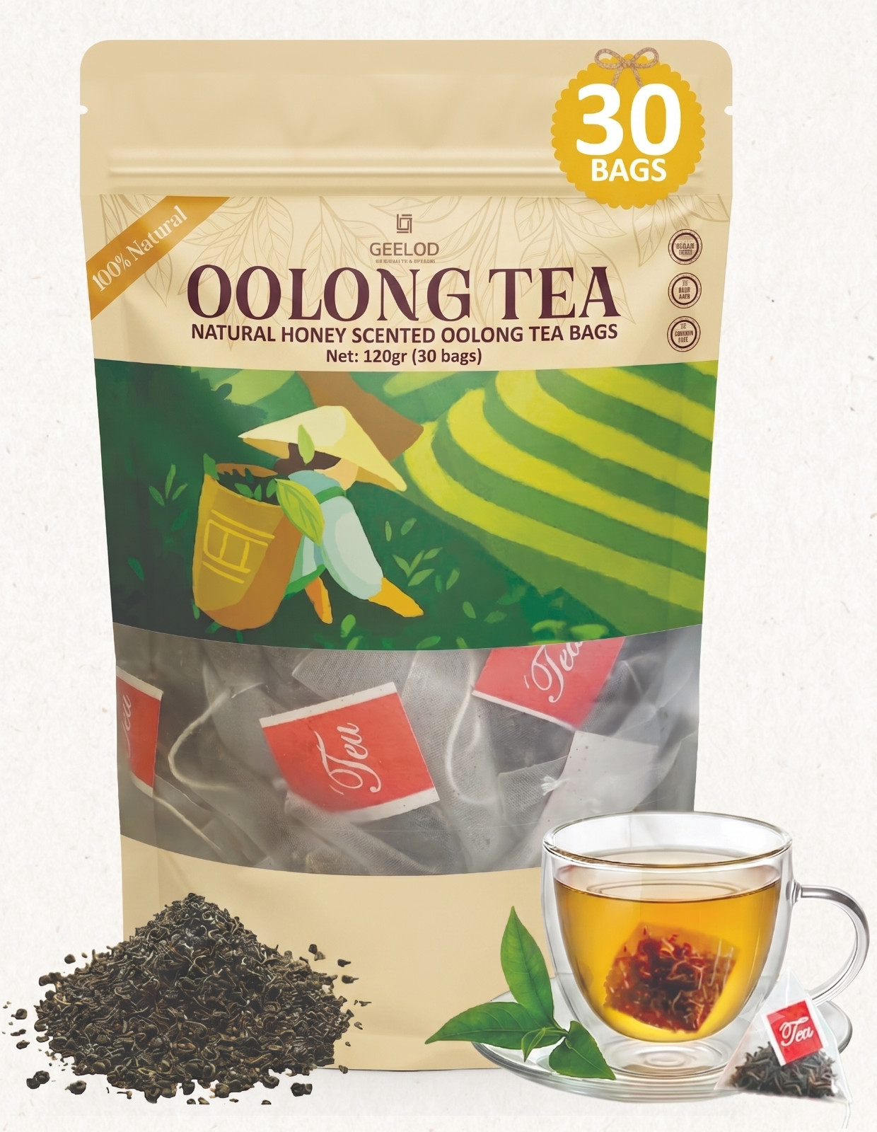 Nutricas Tea Organic Oolong | 30 BAG | Cortisol&Stress, Digestion and Metabolism
