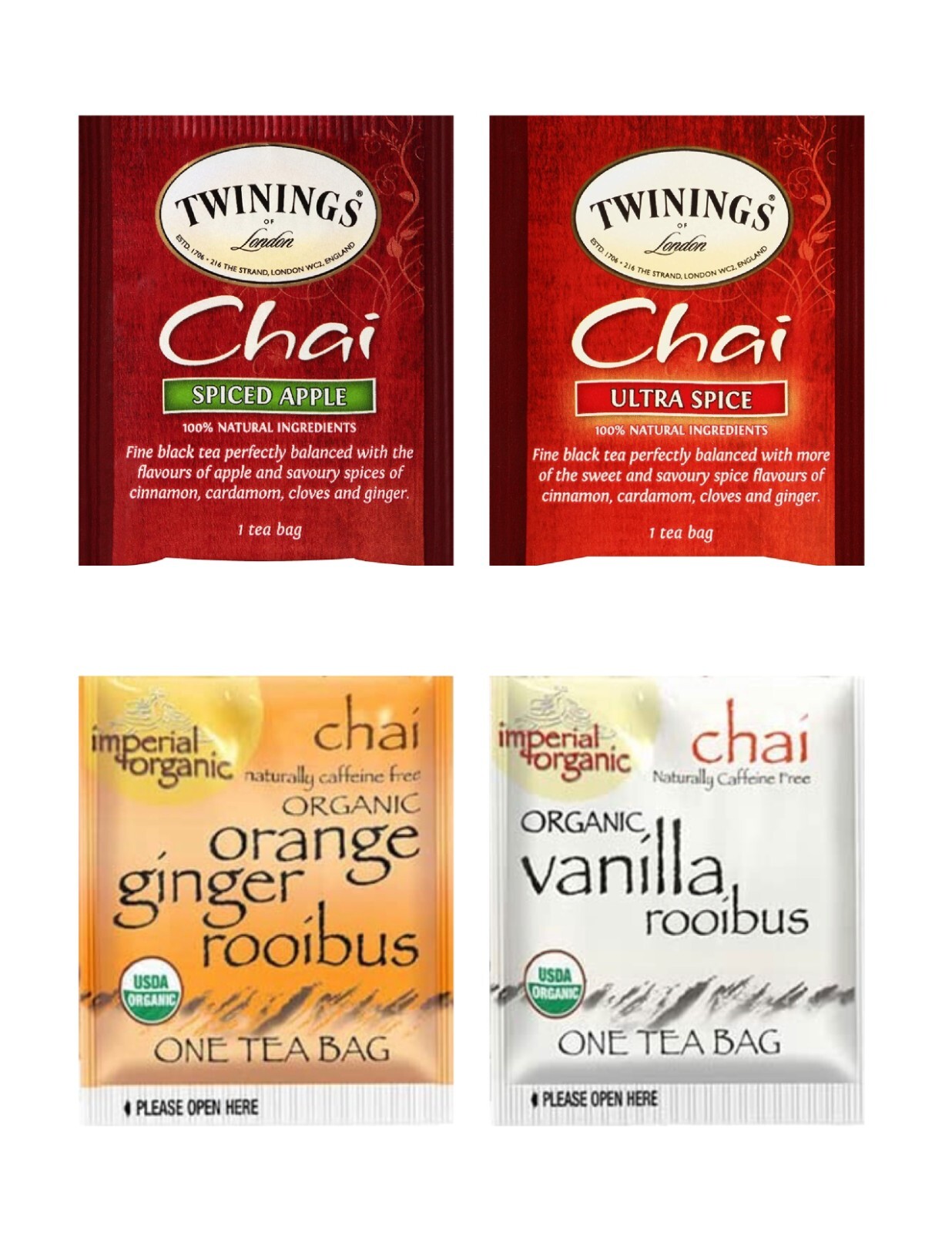 Flavored Chai Tea Bag Sampler Variety Pack – 24 Single-Serve Varieties