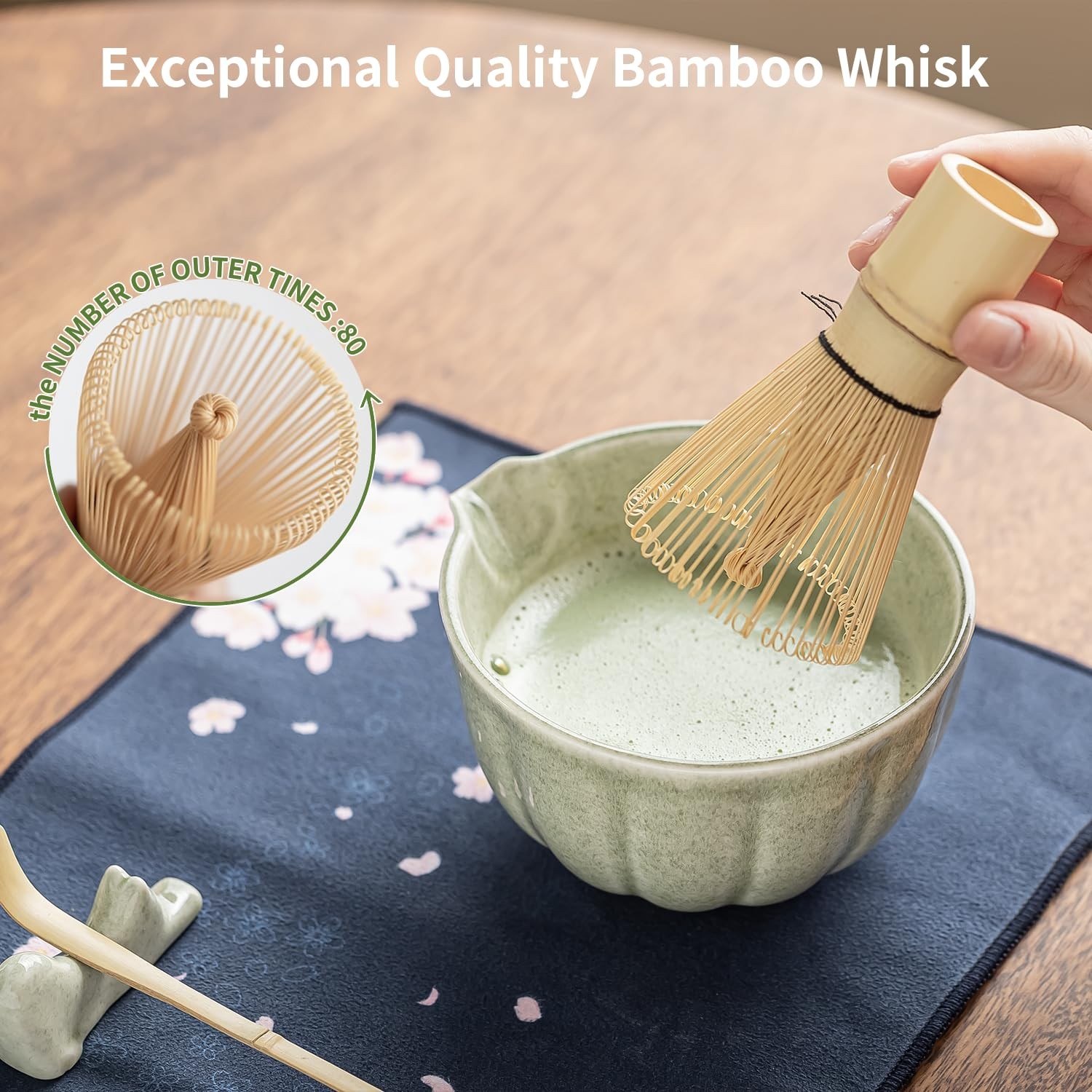 Matcha Whisk Set Ceramic Bowl Tea Ceremony Kit 8 Pc Gift Set for Beginners