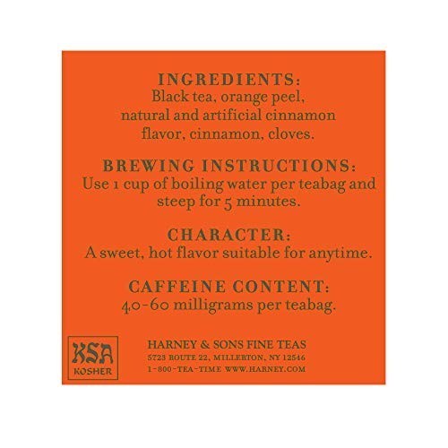 Harney & Sons Spicy Black Tea, Hot Cinnamon Spice, 50 Tea Bags, 3.17 oz (90 g)