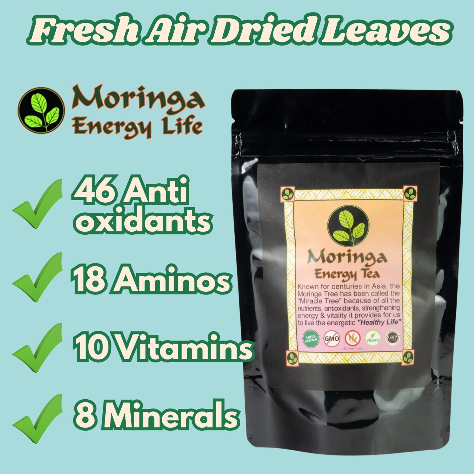 Moringa Tea Loose Leaf, USDA Organic, Pure Moringa Leaf, 3 oz
