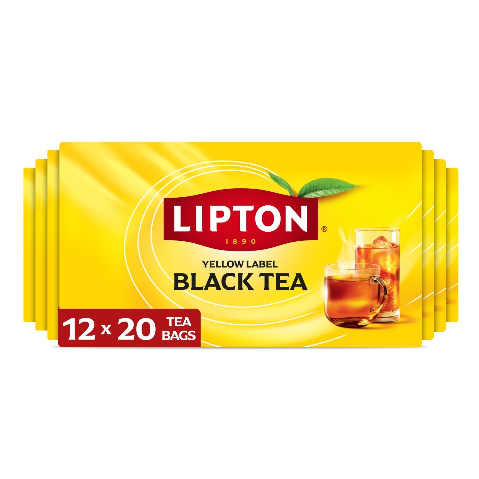 High Caffeine Black Tea Bags for Hot or Iced, 240 Total Bags – 12 Packs of 20