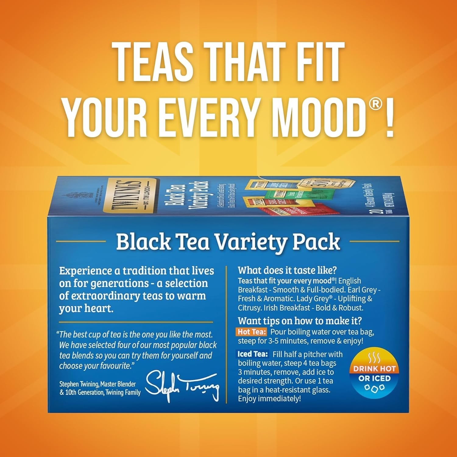 Gourmet Black Tea Bags Collection – 20 Count Selection of Classic Flavors