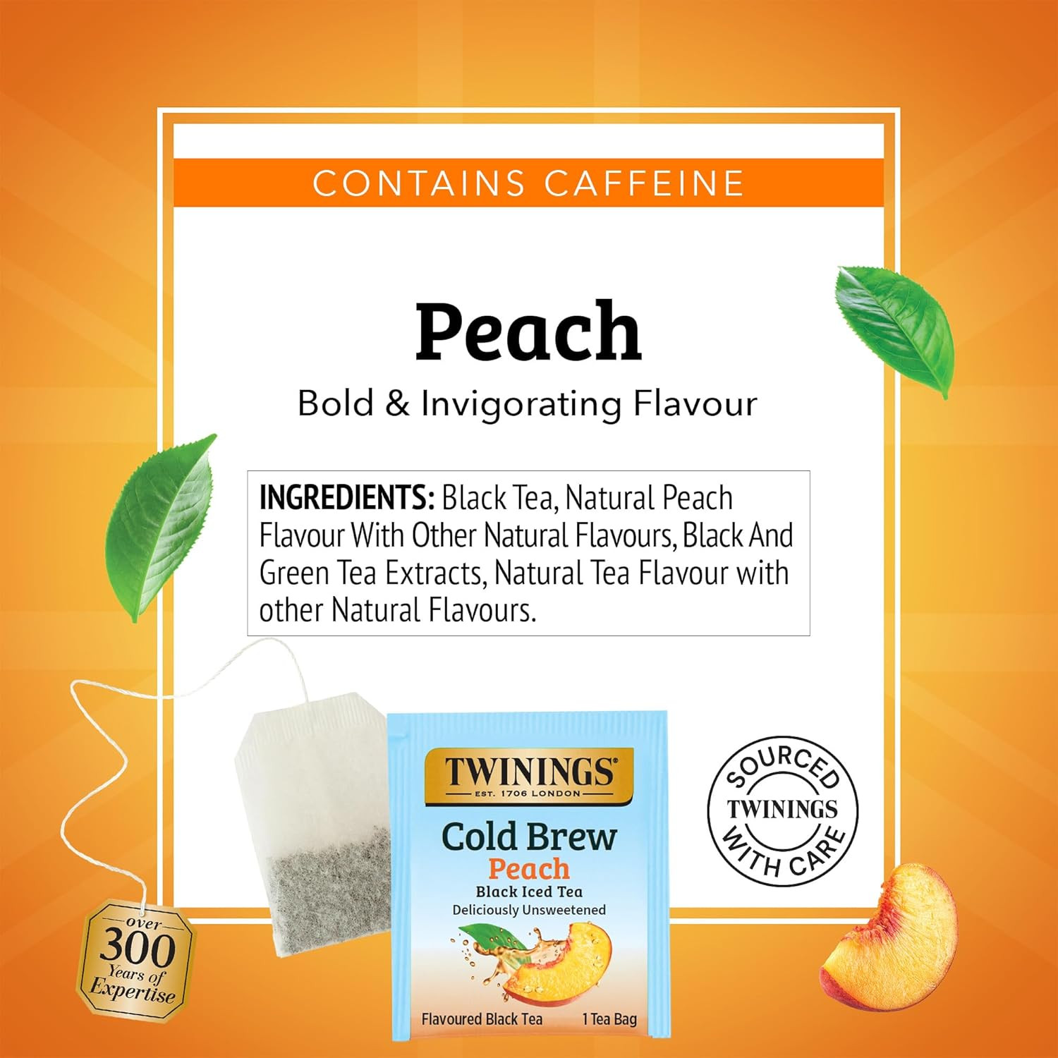 Twinings Cold Brew Variety Sampler Peach and Mixed Berries Black Iced Tea Bags,