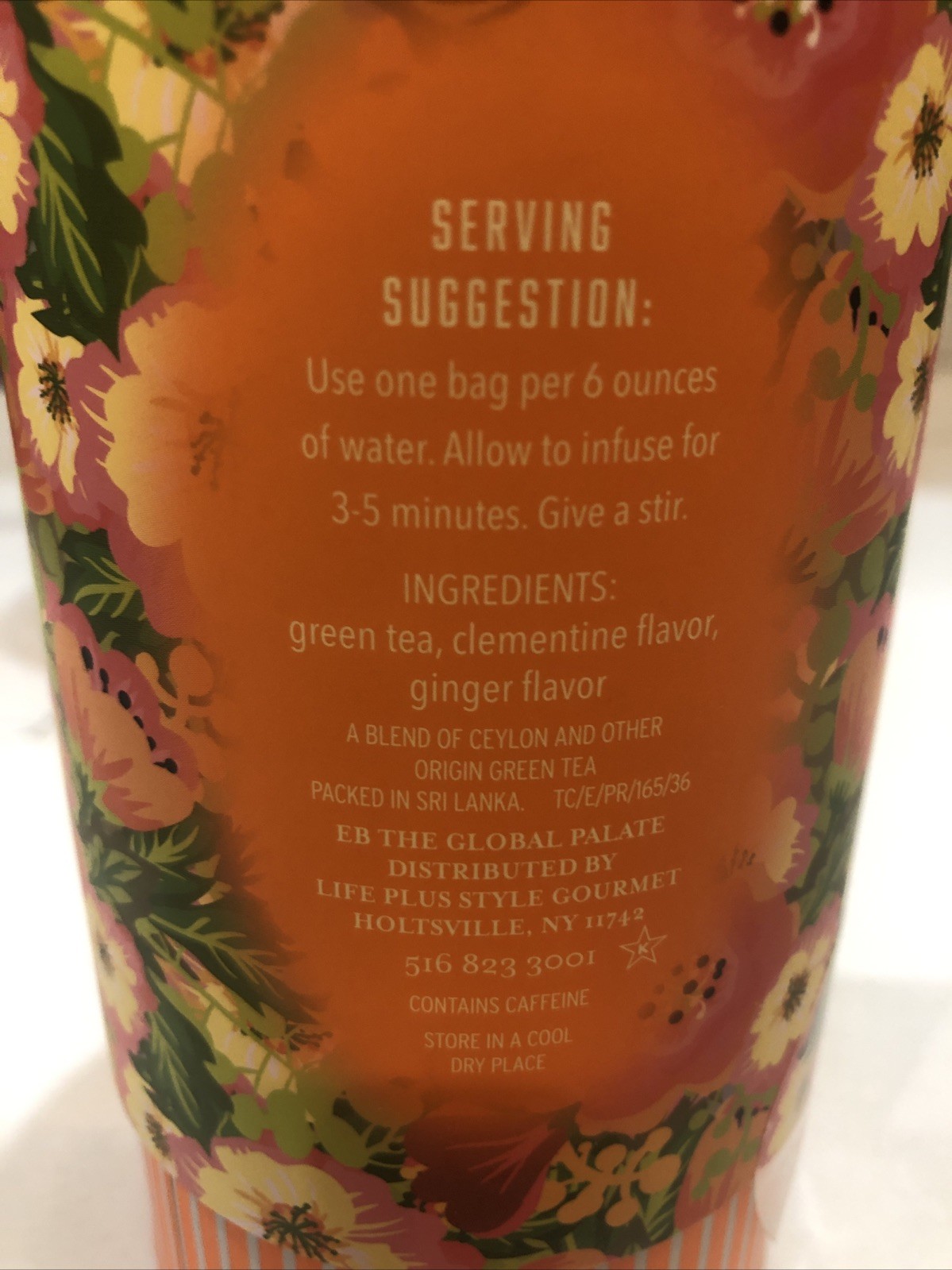 TEA TIME CAFFEINATED CLEMENTINE GINGER GREEN TEA – 2 tubes-100 Tea Bags
