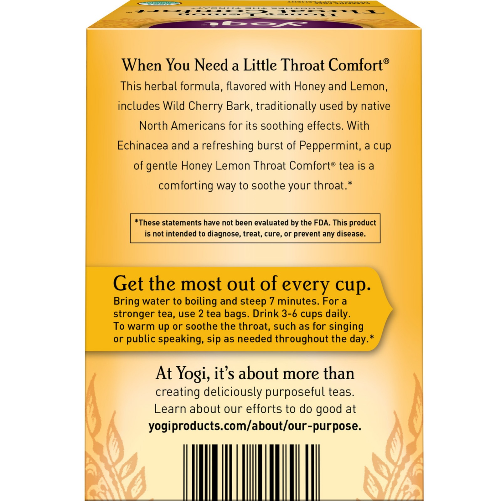 Yogi Tea – Honey Lemon Throat Comfort (4 Pack) Caffeine Free 64 Organic Tea Bags