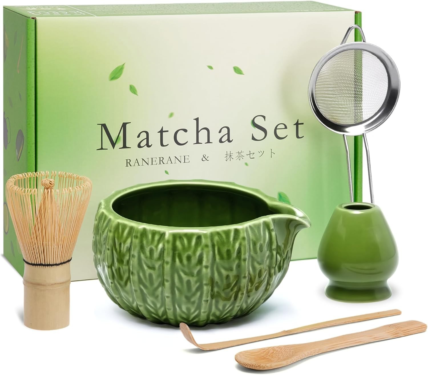 Matcha Whisk Set, Cactus Ceramic Matcha Set Includes Matcha Bowl, Matcha Whis…