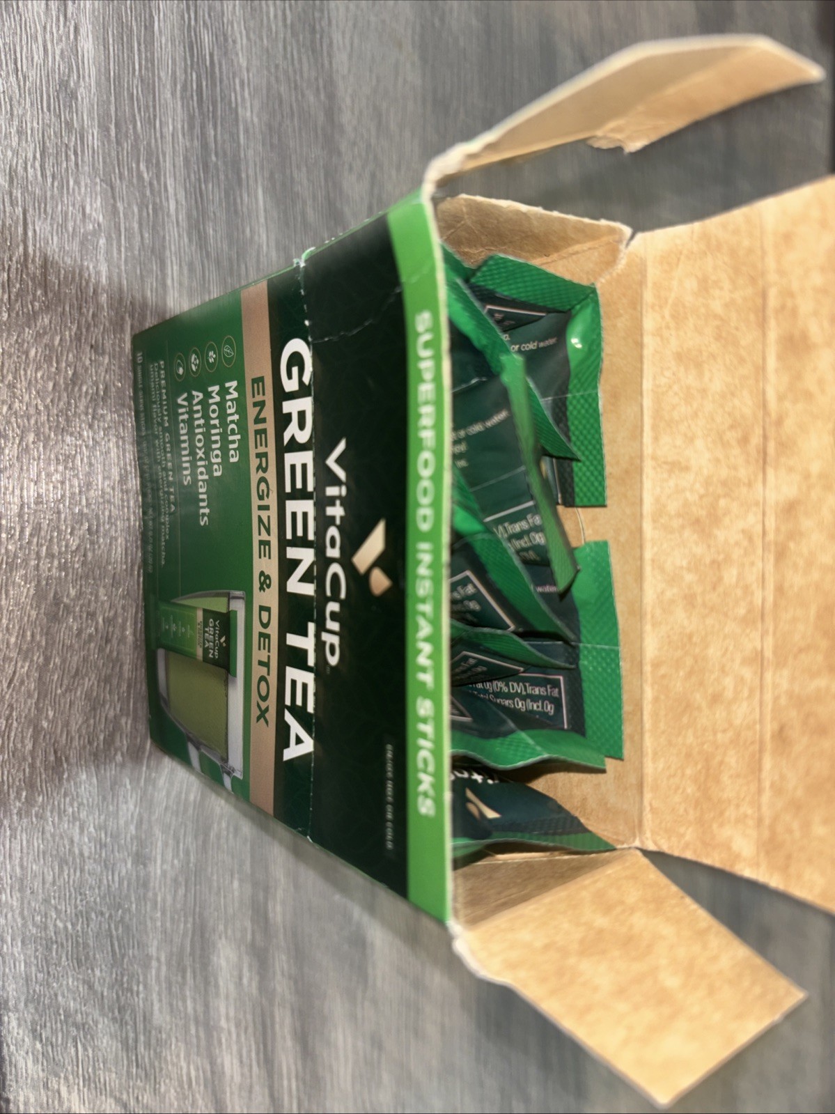 VitaCup Green Tea Instant Packets, Enhance Energy Detox with Matcha, Moringa…