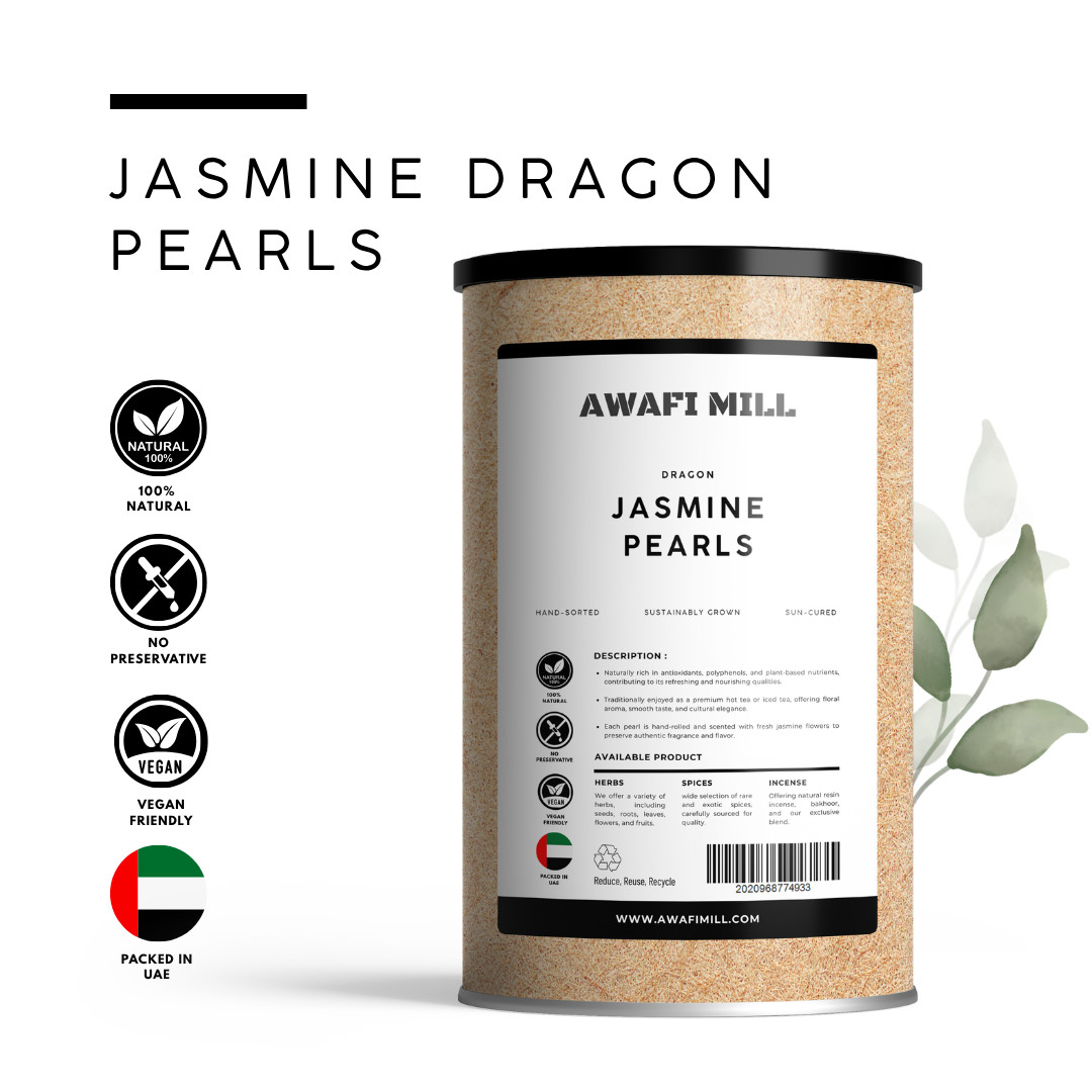 AWAFI MILL Jasmine Dragon Pearl Tea – Premium Green Tea Infused – 250 g | 9 Oz