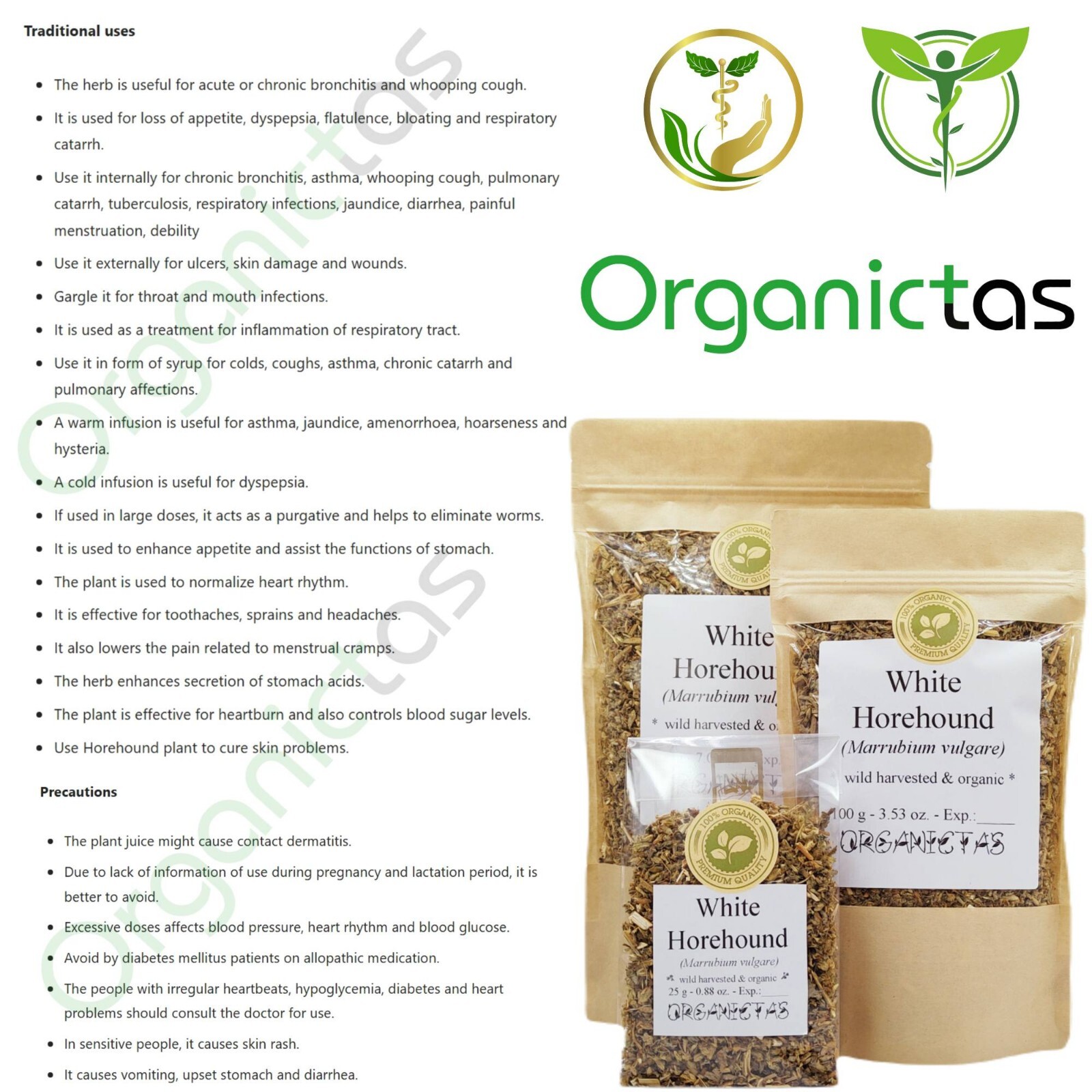 White Horehound Herb Tea – Dried, Cut & Loose Premium Organic Quality Marrubium