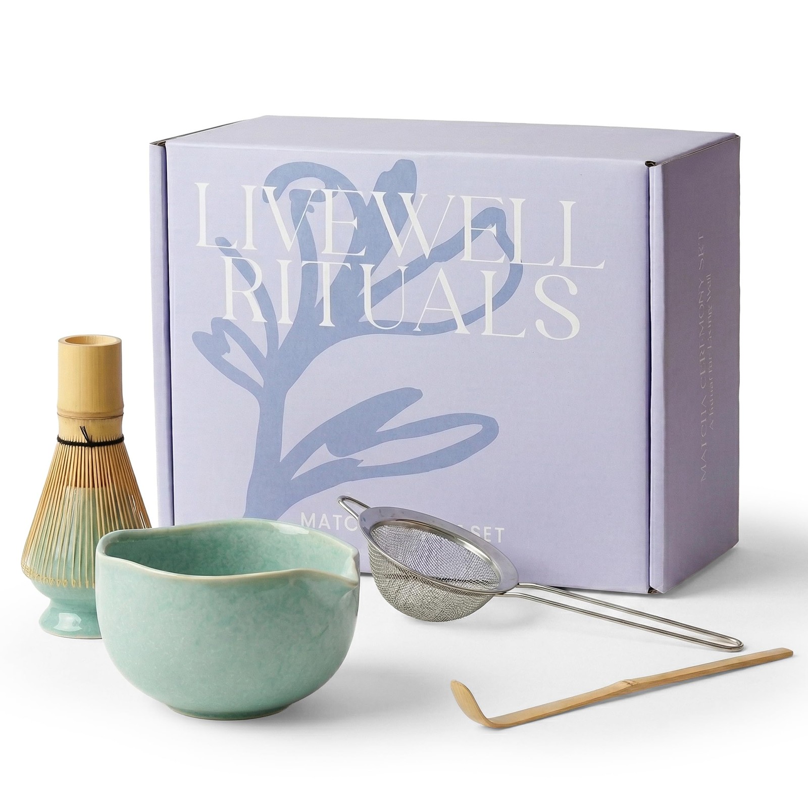 LIVEWELL RITUALS Matcha Whisk Set – Matcha Set Kit with Ceramic Matcha Bowl, …