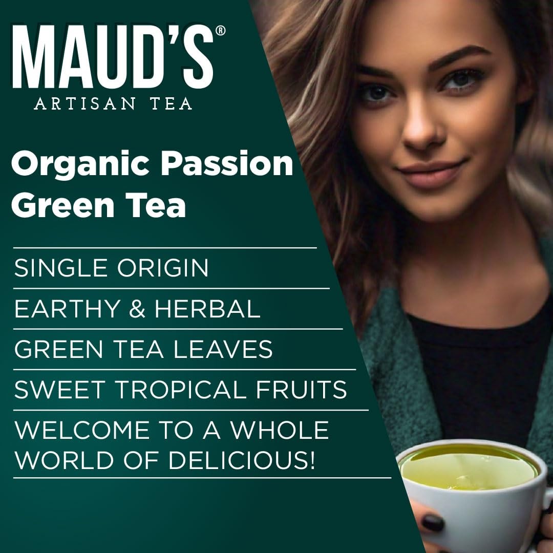 Maud’s Organic Passion Green Tea Pods, 24 ct, Recyclable 24 Count (Pack of 1)
