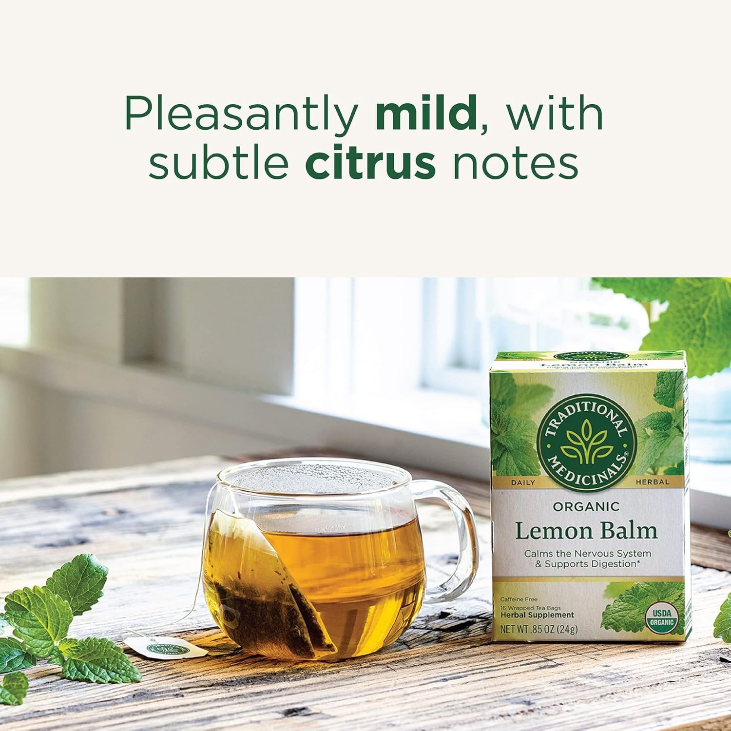 Calming Organic Lemon Balm Tea – 16 Bags for Easy Digestion & Stress Relief