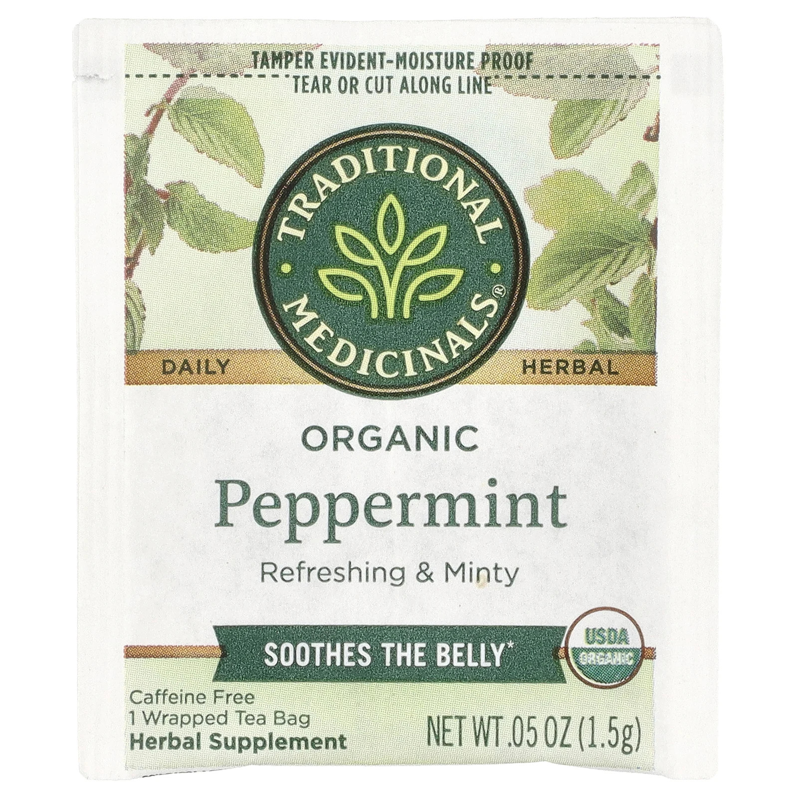 Organic Peppermint, Caffeine Free, 48 Tea Bags, 2.53 oz (72 g)