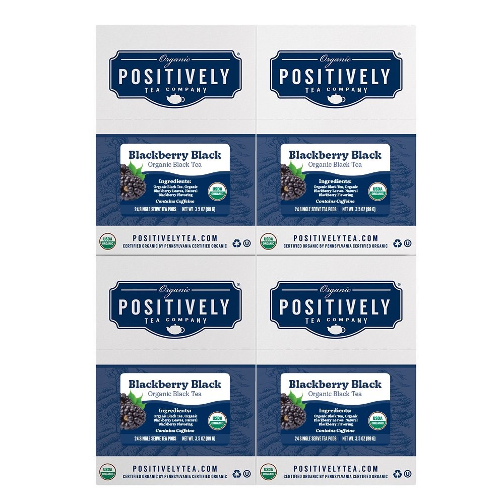 Positively Tea | Organic Blackberry Black Tea | 96 Pods, Keurig Compatible