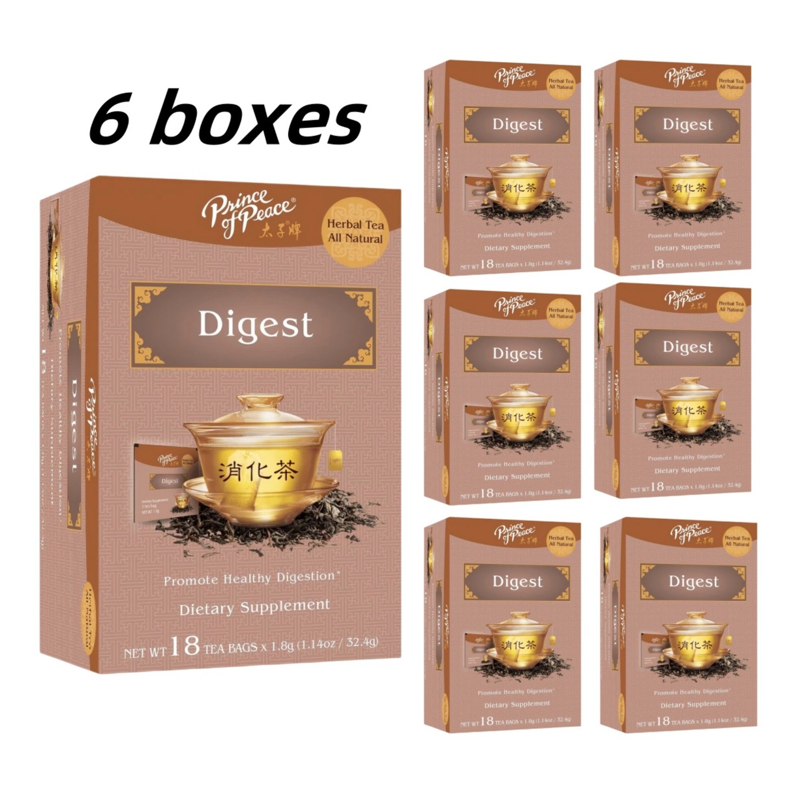 Prince of Peace Digest Tea-6 Boxes- 18 Tea Bags