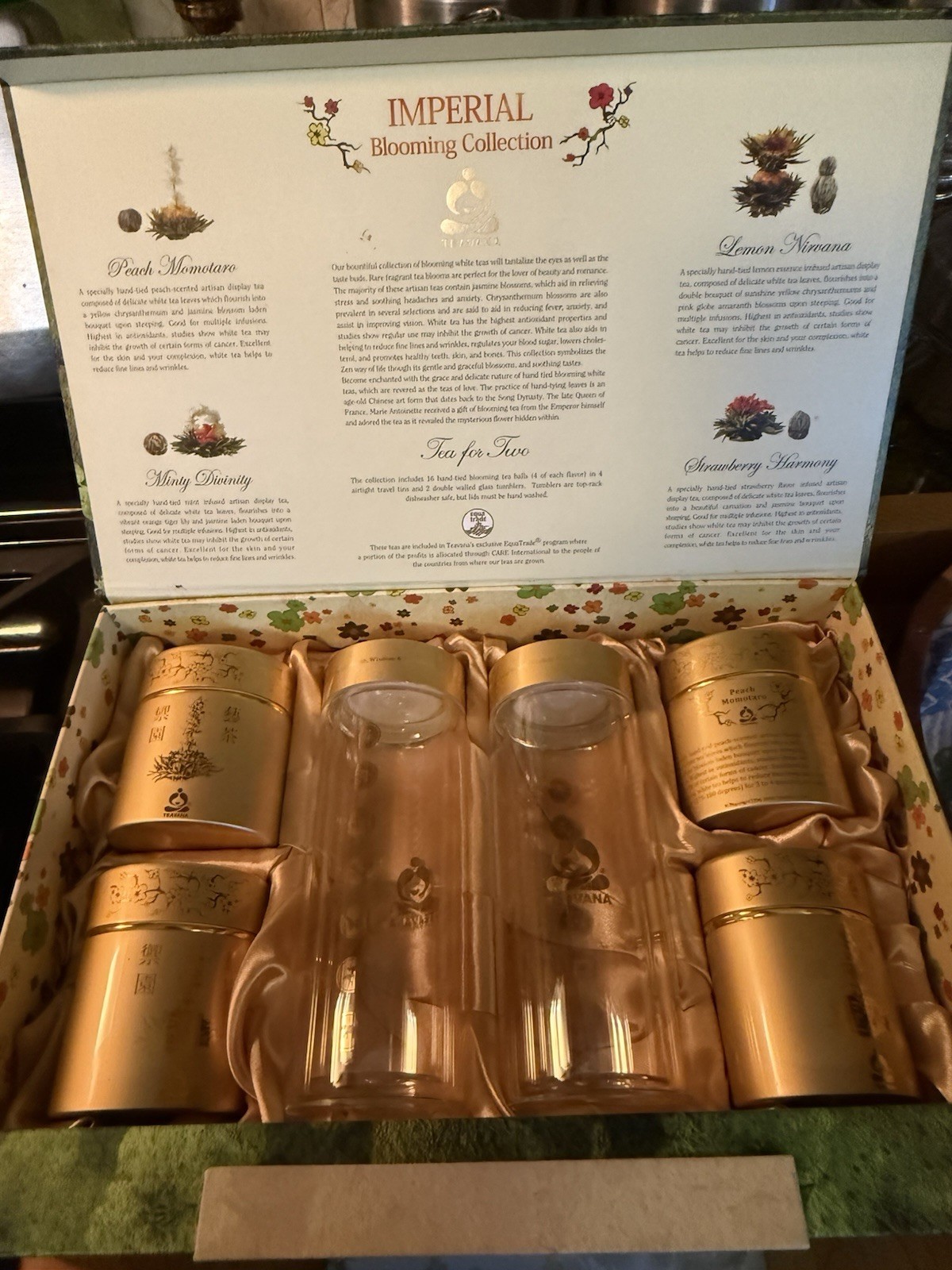 New Old Stock Teavana Imperial Blooming Collection Glass Set