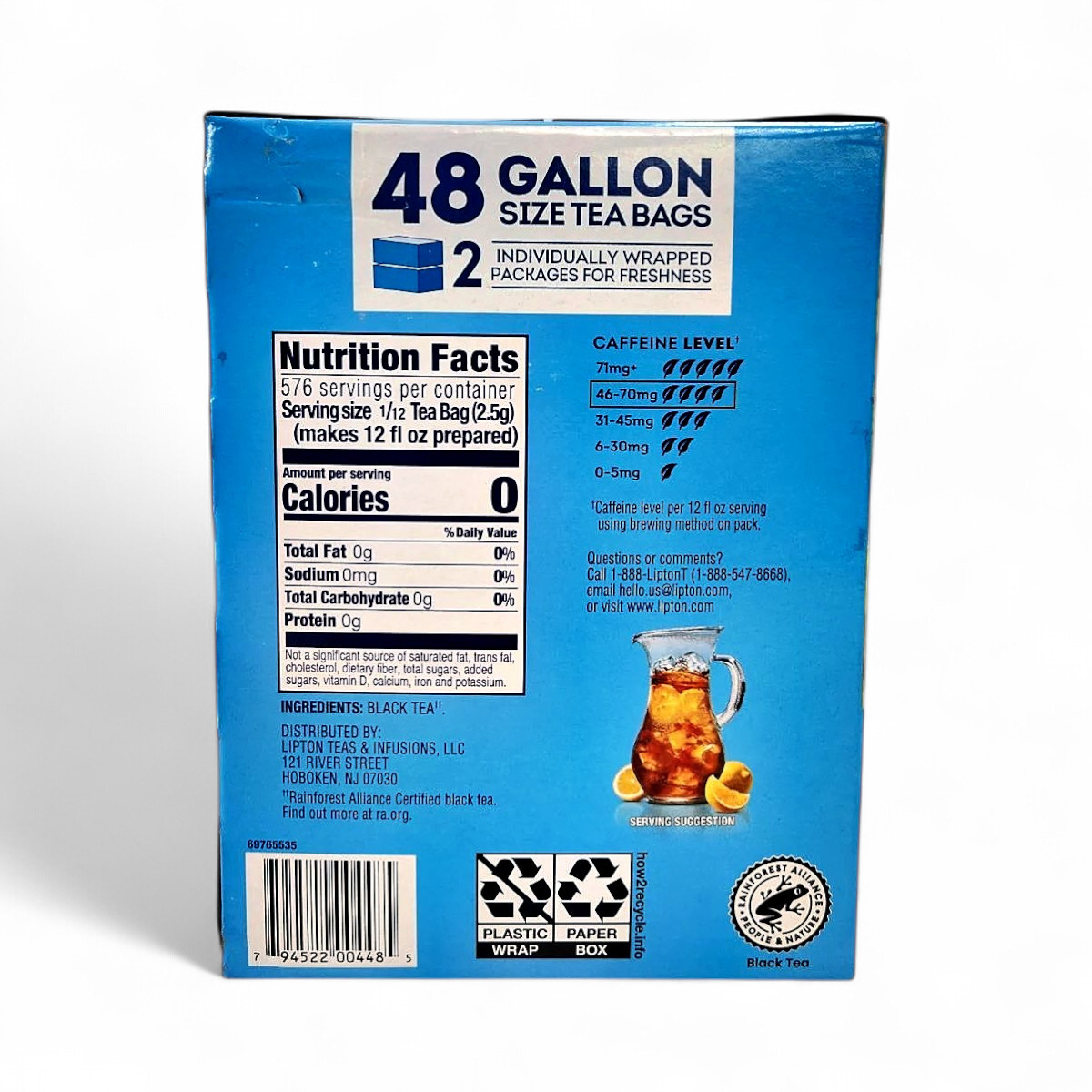 Lipton Iced Tea, Gallon Size Tea Bags – 48 Count