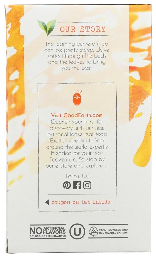Good Earth Teas Organic Sweet and Spicy Caffeine Free Herbal 18 Count (4 Pack)