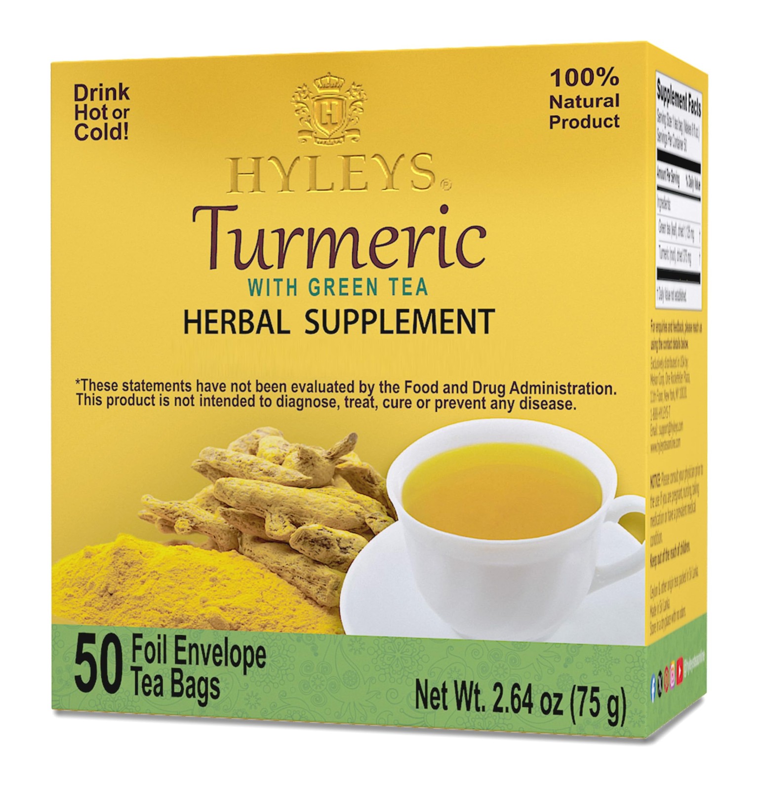 Turmeric Tea – Original Flavor – 50 Tea Bags – Wellness Herbal Supplement