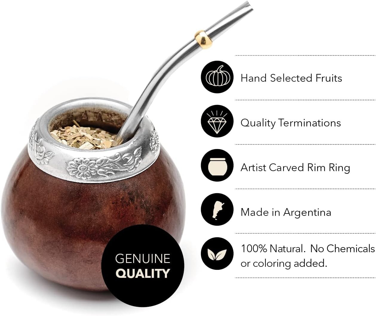 Artisan Yerba Mate Gourd Set – Two Natural Cups with Bombilla for Rich Tradition